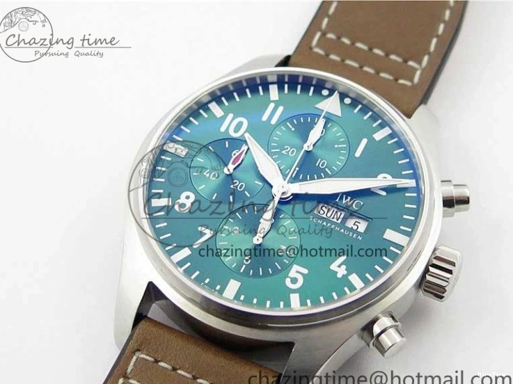 MIROTIME 0414 Pilot Chrono IW377726 ZF 1:1 Best Edition Green Dial on Brown Leather Strap A Trendsetting 7125